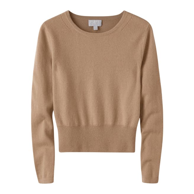 Pure Collection Brown Cashmere Cropped Jumper