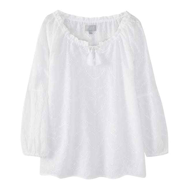 Pure Collection White Tie Neck Blouse