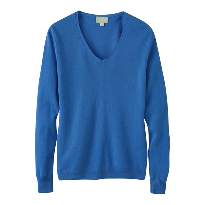 Pure Collection Blue V Straight Fit Cashmere Jumper