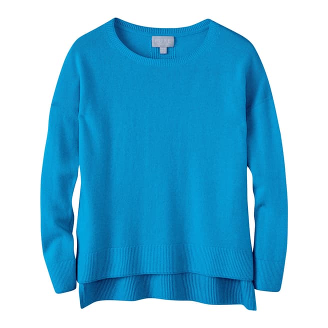 Pure Collection Blue Relaxed Cashmere & Wool Blend Jumper
