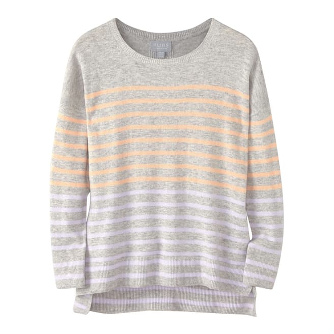 Pure Collection Grey/Multi Relaxed Split Hem Sweater