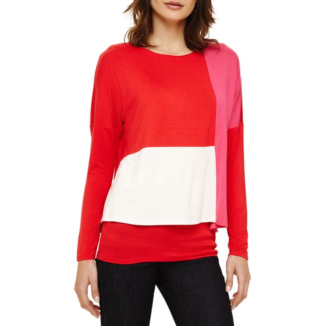 Phase Eight Red/Multi Cacey Colourblock Top