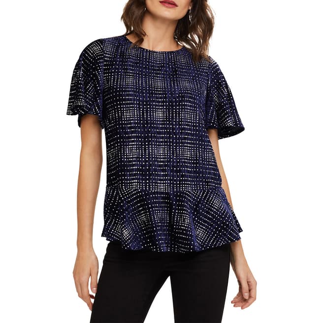 Phase Eight Navy/Silver Cailee Velvet Top
