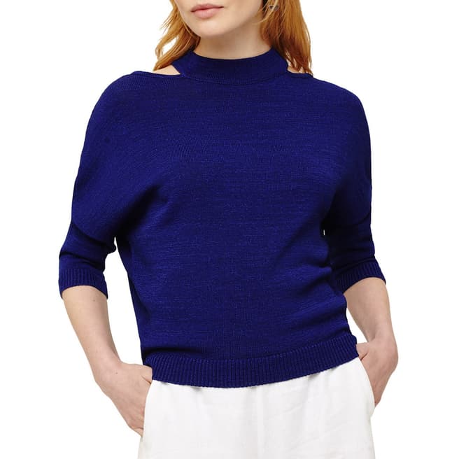 Phase Eight Blue Candice Tape Knit Jumper