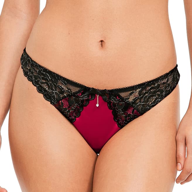 Figleaves Red & Black Allure Lace Thong
