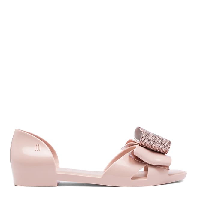 Melissa Pink Seduction Metallic Bow Flat Sandals