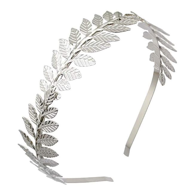 Chloe Collection by Liv Oliver Silver Leaf Crown Headband