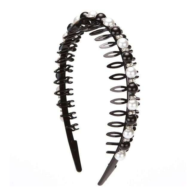 White label by Liv Oliver Black and White Pearl Crystal Headband