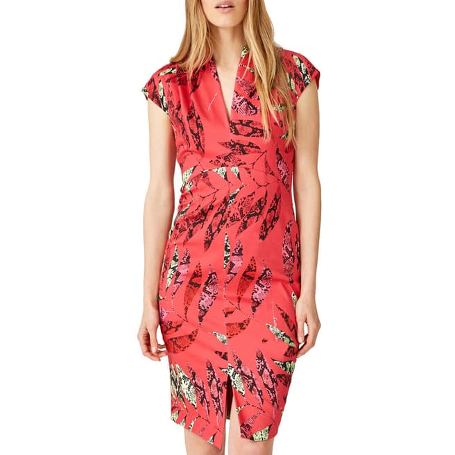 Damsel In A Dress Coral Bria Palm Print Dress