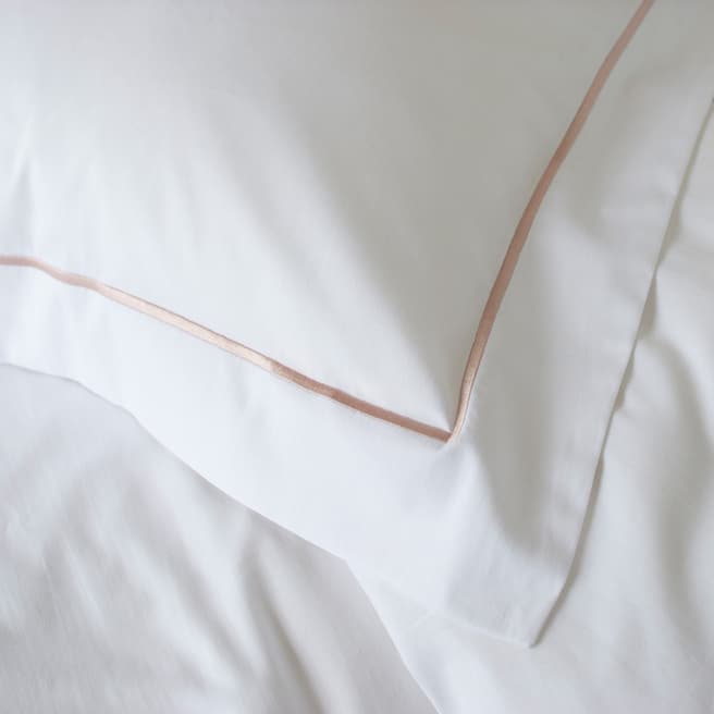 The Lyndon Company Cord Pair of Oxford Pillowcases, White/Blush