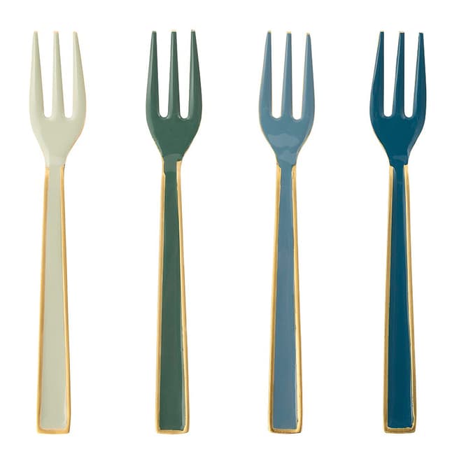 PiP Studio Set of 4 Spring to Life Green/Blue Enamel Cake Forks 