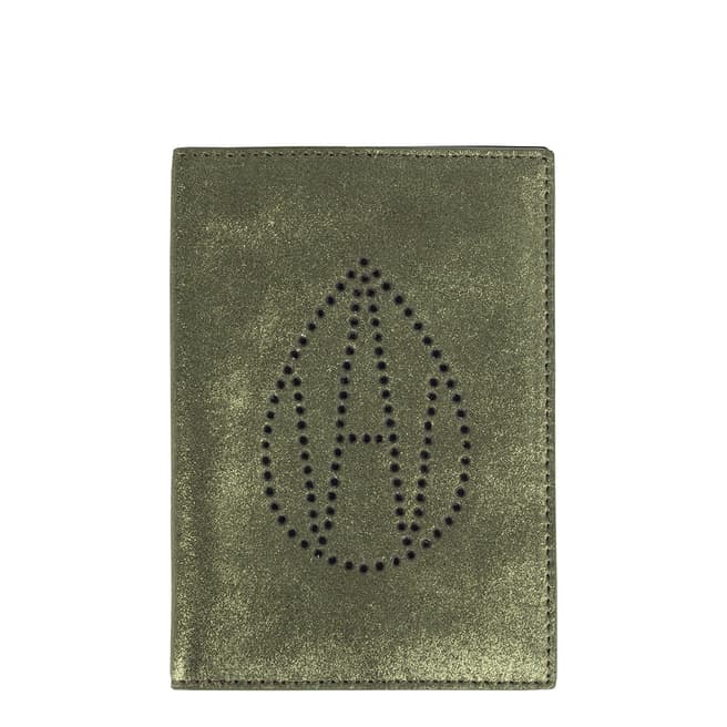 Amanda Wakeley Khaki Metallic Curtis Passport Cover