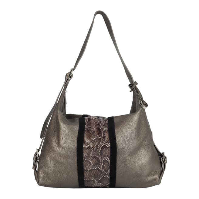Amanda Wakeley Bronze/Taupe Python Stripe Costner Leather Bag