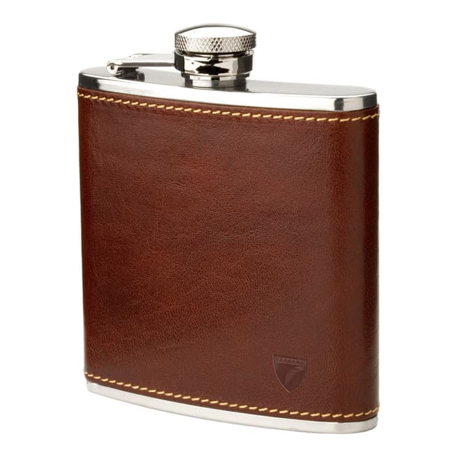 Aspinal of London Brown Leather Classic 5oz Hip Flask