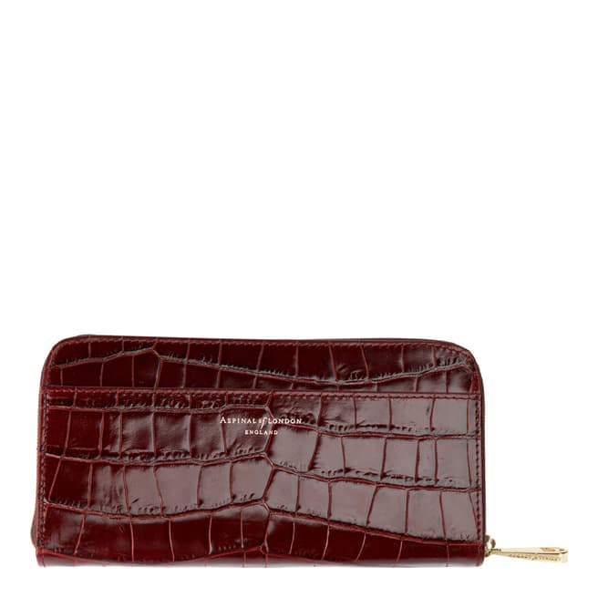 Aspinal of London Amazon Brown Croc Continental Clutch Puse