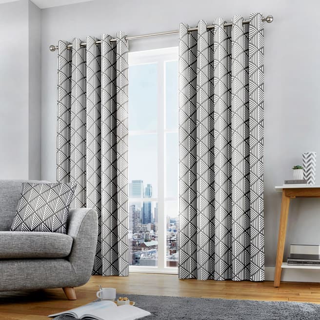 Fusion Brooklyn Grey Eyelet Curtains 183x168cm