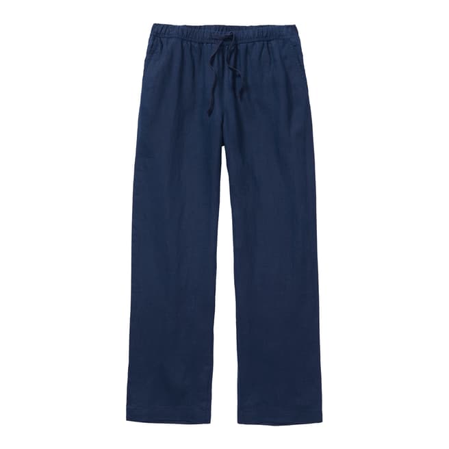 Crew Clothing Navy Drawstring Linen Trousers