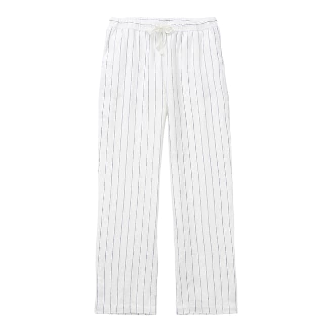 Crew Clothing White Stripe Drawstring Linen Trousers 
