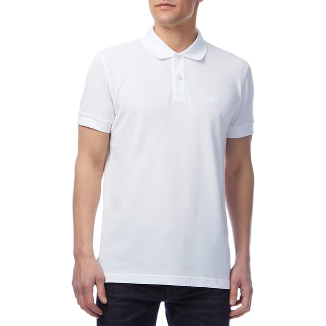 BOSS White Firenze Logo Cotton Polo Shirt