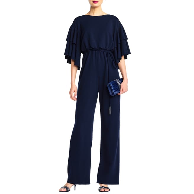 Adrianna Papell Midnight Long Crepe Jumpsuit