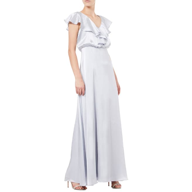 Adrianna Papell Silver Hammered Satin Dress