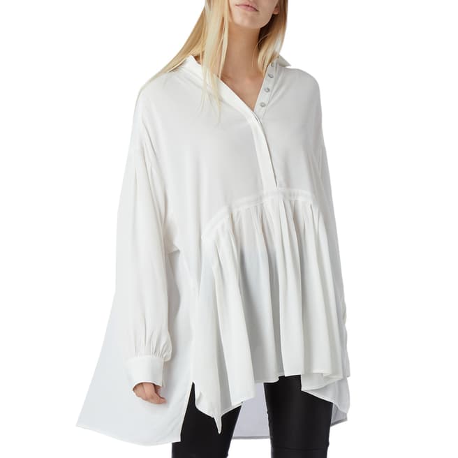 N°· Eleven White Drop Waist Ruched Tunic