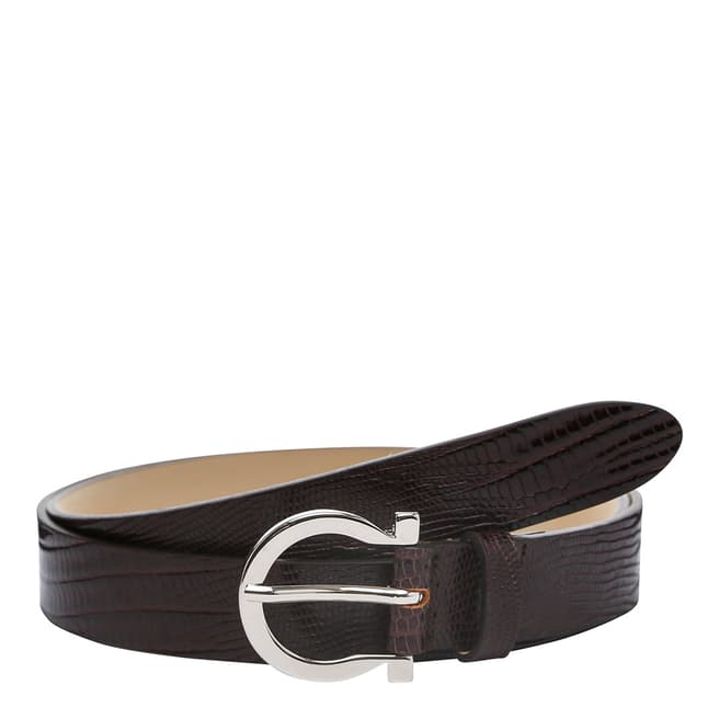 Laycuna London Women's Brown Croc Leather Belt