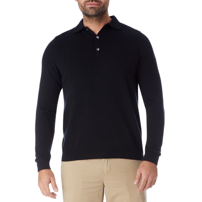 Pure Collection Black Cashmere Polo Shirt 