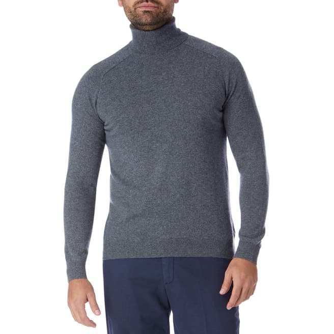 Pure Collection Soft Charcoal Cashmere Polo Neck Sweater