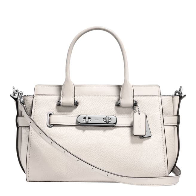 Coach White Pebble Leather Swagger 27 Bag