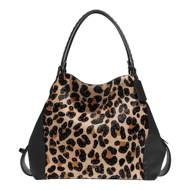 Coach Leopard Print Studded Edie 42 Shoulder Bag