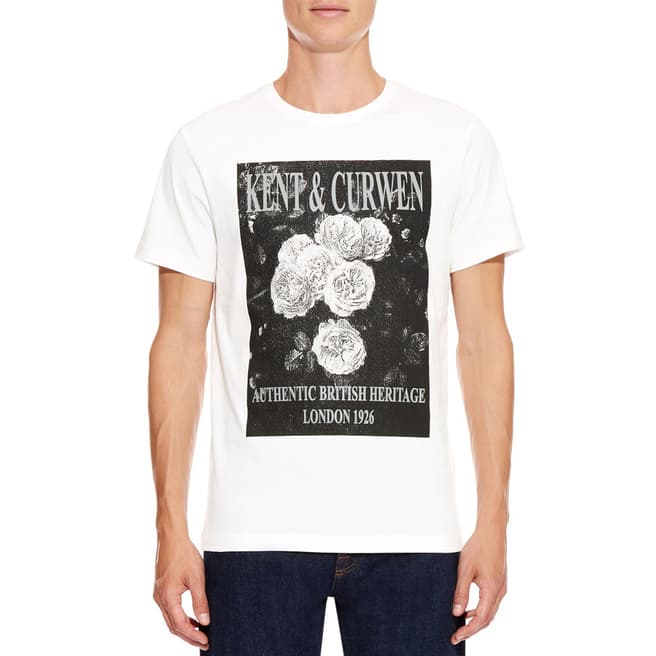 Kent & Curwen White Rose Collage T-Shirt