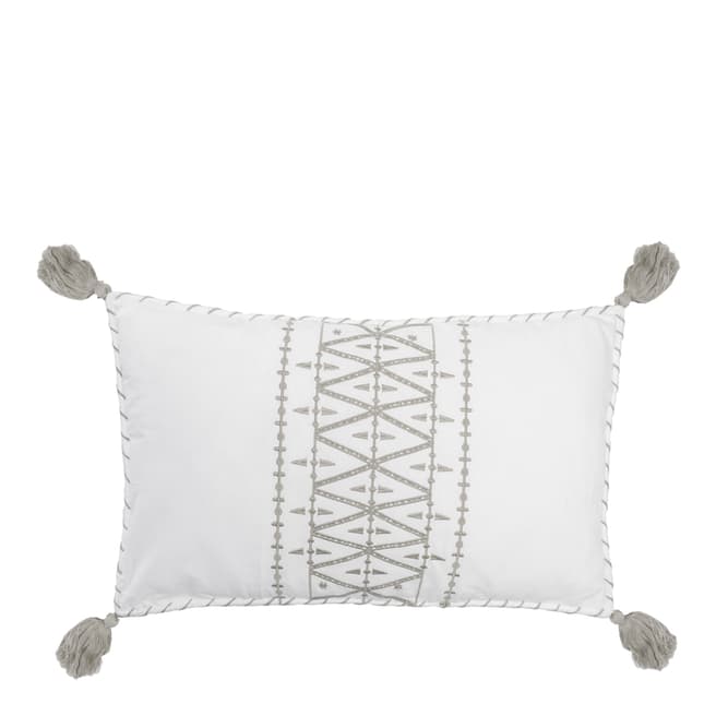 Febronie Embroidery 30x50cm Cushion Cover, Pearl Grey