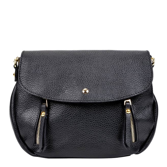 Sofia Cardoni Black Zip Detail Flap Over Handbag