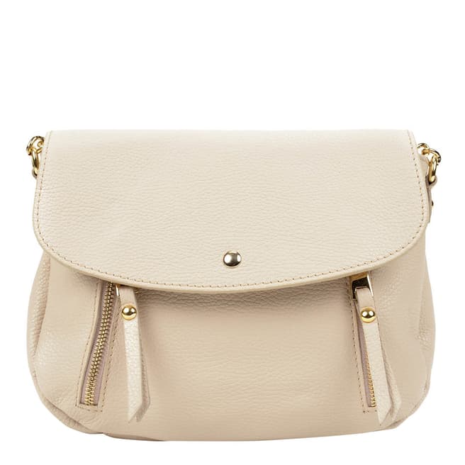 Sofia Cardoni Beige Zip Detail Leather Handbag