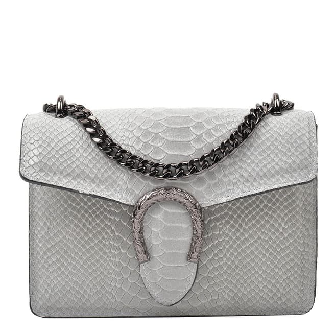 Renata Corsi Light Grey Leather Horseshoe Detail Bag