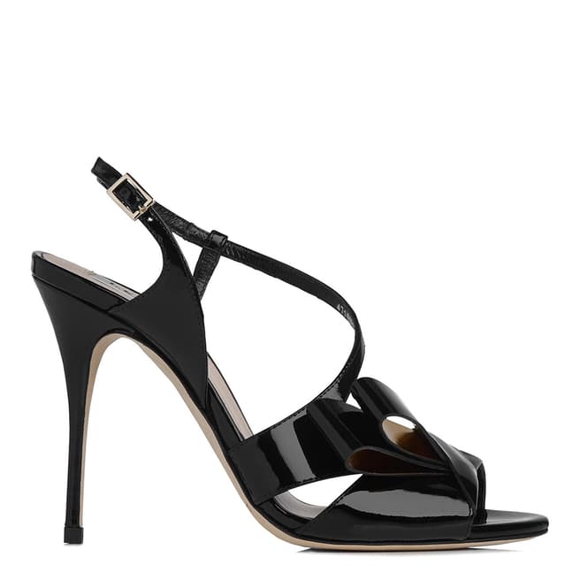 L K Bennett Black/Gold Patent Erica Heeled Sandals