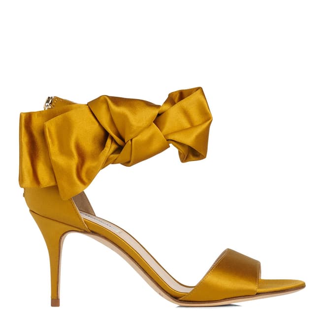 L K Bennett Warm Gold Satin Agata Bow Heeled Sandals