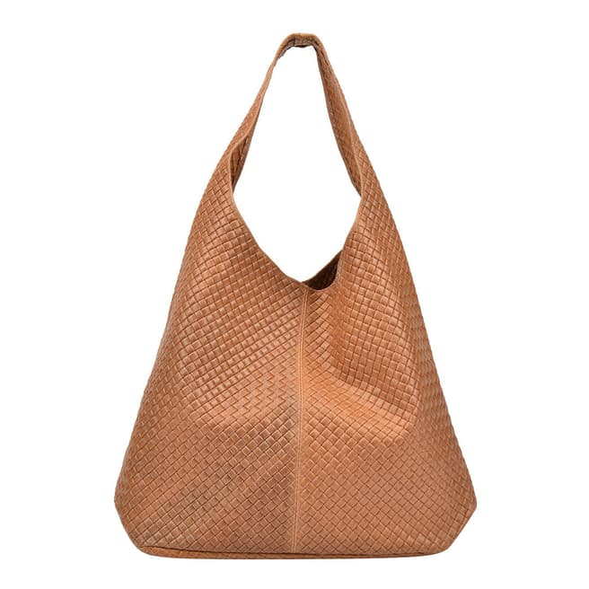 Mangotti Cognac Woven Leather Shopper Bag