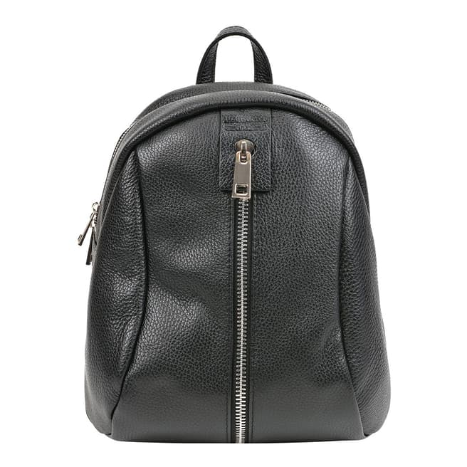 Mangotti Bags Black Front Zip Backpack