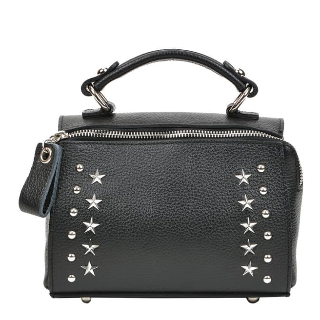 Mangotti Bags Black Leather Studded Top Handle Bag