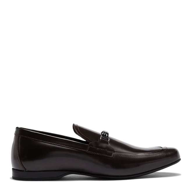 Versace Collection Dark Brown Brushed Leather Loafer