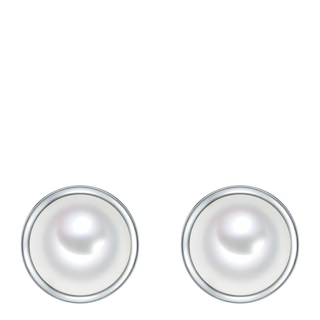 Perldesse White/Silver Pearl Clip On Earrings 14mm