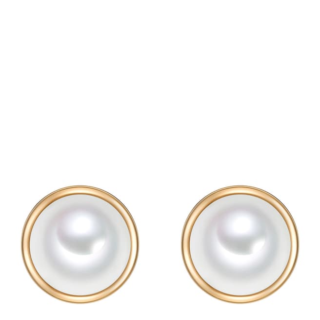 Perldesse White/Gold Pearl Clip On Earrings 14mm