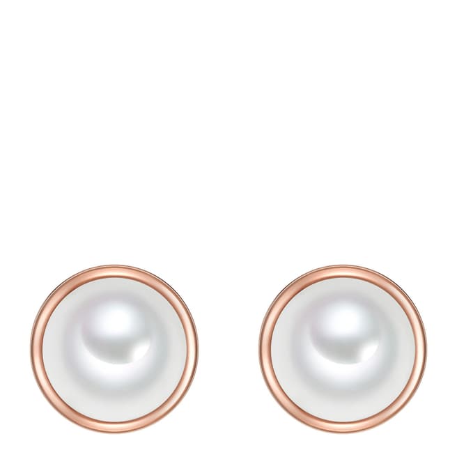 Perldesse White/Rose Gold Pearl Clip On Earrings 14mm