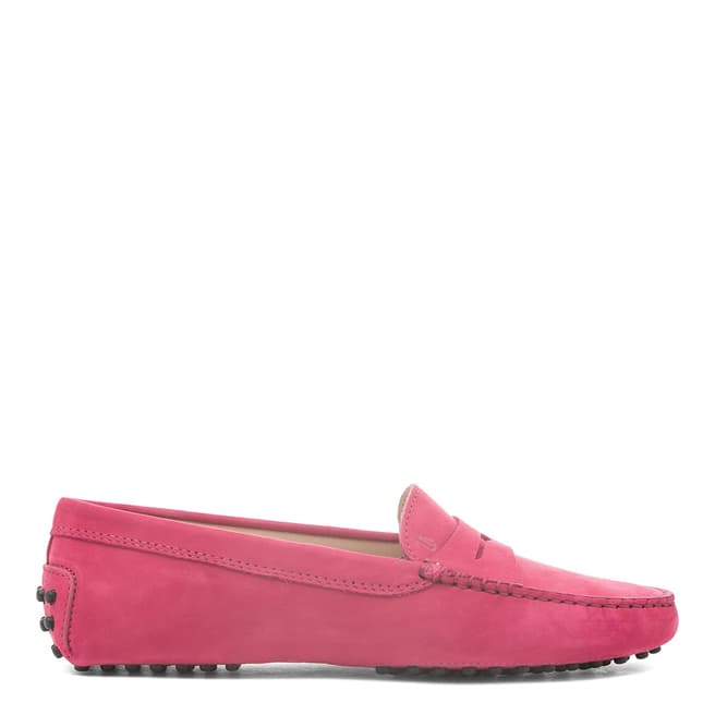 Tod's Red Amaranto Suede Gommino Moccasin