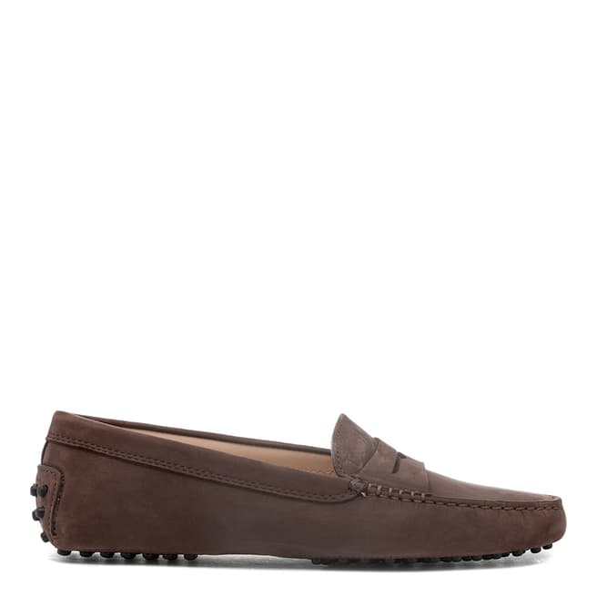 Tod's Brown Chocolate Suede Gommino Moccasin