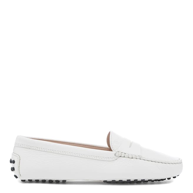 Tod's White Yoghurt Leather Gommino Moccasin