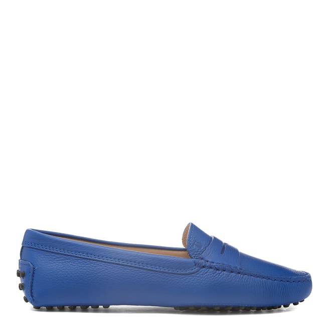 Tod's Blue Gentian Leather Gommino Moccasin