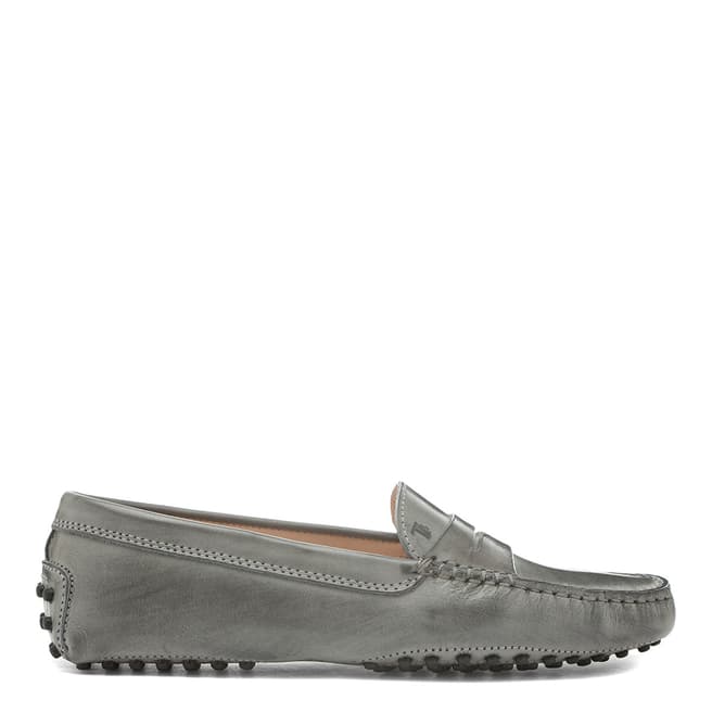 Tod's Light Grey Leather Gommino Moccasin
